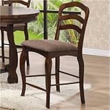Set of 2 24"H Counter Height Stools in Medium Brown Oak Finish