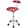 2 PCS Set Bar Stools ABS Back Swivel Counter Tractor Seat Swivel Chrome Kitchen Breakfast Red