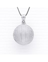 Sterling Silver 3-d Volleyball Necklace Pendant with Box Chain