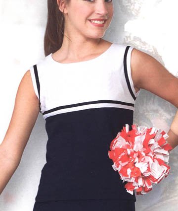 Click here to buy Cheerleader Cheer Shell Top with Matching Ribbon Trim.