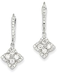 14k White Gold Diamond Hinged Hoop Dangle Earrings