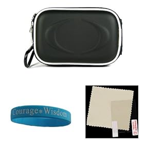 Black Slim Version Kroo Eva Carrying case with Wristband and screen guard for Canon PowerShot SD880 IS, PowerShot SD790 IS, PowerShot SD870 IS, PowerShot SD770 IS, PowerShot SD1100 IS, PowerShot SD750, PowerShot SD850 IS
