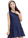 【TPGROWIN】 マタニティ ウェア 授乳服 ワンピース 授乳口付き フリル ノースリーブ 外出着 妊婦服 出産 準備 産前 産後 ルームウエア 全3色 (M, ネイビー)