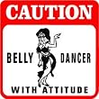 CAUTION: BELLY DANCER exercise joke fun sign