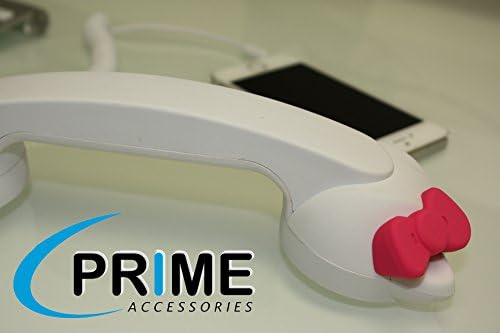 PrimeAccesories® White Creative Hello kitty Style Retro Phone handset For Samsung All,HTC All,IPhone,IPad/Electronic Gifts For Girls white Pink