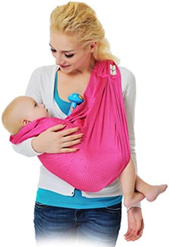 Breathable Baby Carrier for Warm Weather,Baby Wrap with Rings,One Size Fits All (Rose Red)