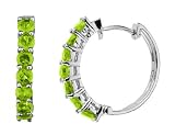 Peridot Gemstone Huggie Earrings in 14K White Gold