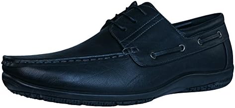 Brickers Mens Lace Up Moccasins / Shoes-BLACK-10