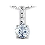 1.35 cttw 14k White Gold Plated Silver Genuine Aquamarine and Genuine White Topaz Pendant - Gold...