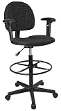 Office Products : Ergonomic Multi Function Drafting Stool with Adjustable Arms (Adjustable - 26'' - 30¬?''H or 22¬?'' - 27''H) [BT-659-BLK-ARMS-GG]