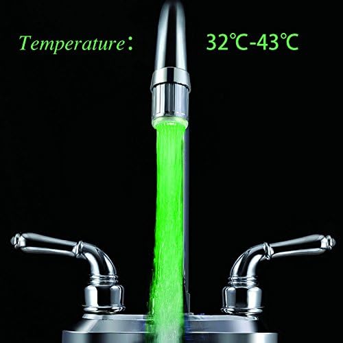 AMAZING162 2PCS LED Color Temperature Control Three Color Faucet - Shadowy Blue - Fresh Green - Red Color Turning(WITH Internal thread adapter)