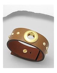 Brown Leather Bracelet In White Base