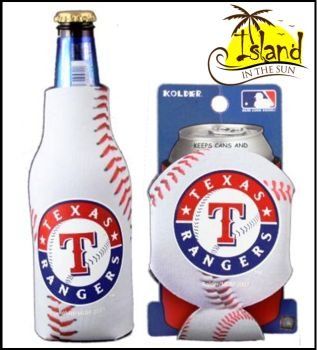 (2) TEXAS RANGERS MLB BASEBALL CAN & BOTTLE KOOZIE