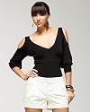 bebe Shoulder Tease Knit Pullover