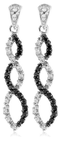 10k White Gold Black Diamond Infinity Earrings (1/4 cttw)