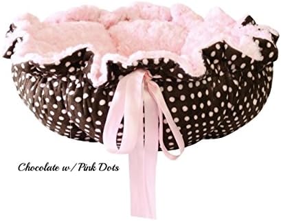 Hello Doggie 80001cpd 14 x 20 in. Open Flower Dog Bed, Small - Chocolate With Pink Dots