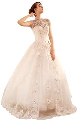 Chiffon/Taffeta/Tulle Crystal Applique Lace Beaded Crystals Wedding Dress 