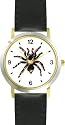 Spider - Tarantula Insect - Animal - WATCHBUDDY&reg; DELUXE TWO-TONE THEME WATCH - Arabic Numbers - Black Leather Strap-Size-Large ( Men's Size or Jumbo Women's Size )