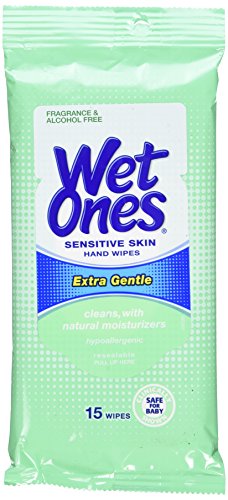 Wet Ones Moist Towelette For Sensitive Skin, Travel Pack, 15-Count