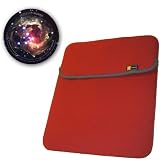 Protective , Reversible Color Red / Grey Laptop Sleeve for 14 to 15 Inch Notebooks ** Includes Custom Designed Stellar Nebula MousePad **