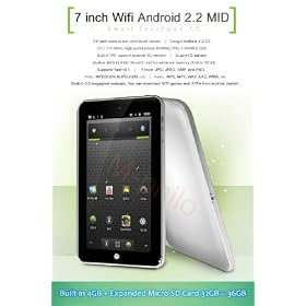MID 7 inch Android 2.2 VIA8650 ePad Tablet PC 3.0MP Camera, Supports External 3G Modem+WiFi+RJ45+Two Point Touch Screen+Flash 10.1
