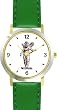 Angel Statue - WATCHBUDDY&reg; DELUXE TWO-TONE THEME WATCH - Arabic Numbers - Green Leather Strap-Size-Children's Size-Small ( Boy's Size & Girl's Size )