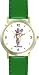 Angel Statue - WATCHBUDDY&reg; DELUXE TWO-TONE THEME WATCH - Arabic Numbers - Green Leather Strap-Size-Children's Size-Small ( Boy's Size & Girl's Size )