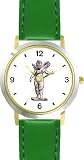 Angel Statue - WATCHBUDDY&reg; DELUXE TWO-TONE THEME WATCH - Arabic Numbers - Green Leather Strap-Size-Children's Size-Small ( Boy's Size & Girl's Size )