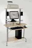Primo Tower Corner Computer Desk in Silver and Maple By Studio RTA Furniture