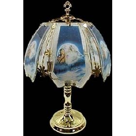 Native American Woman and Wolf Touch Lamp ET-NA3 Select Base Finish: Pewter from Lava Lamps