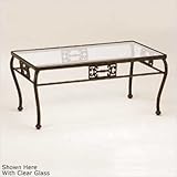 Barbados Motif Rectangular Glass Coffee Table Finish: Textured Black, Glass Type: Obscure