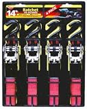Keeper 5505 14 Ratchet Tie-Down, 500 lbs. WLL (1500 lbs. break strength), 4 Pack, i-Pack
