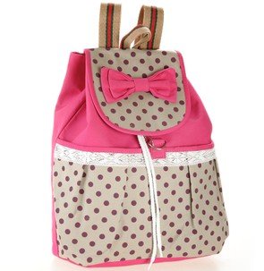 Phenas® Girl's Lovely Sweet Bowknot Leisure Canvas Backpack for Student (Rose)