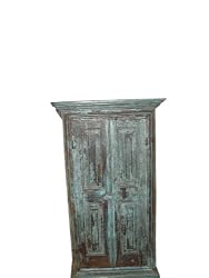 Rustic Cabinet Antique Jaipur Armoire Storage Chest Blue Patina