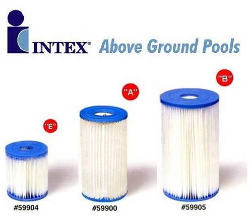 Intex Brand Type B Large Pool Filter Cartridge, Parts# 59905 59905T 59905W - for 2000 & 3000 GPH Krystal Clear Model 51 520 530 Pool Pump - Case of 6 Units