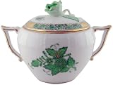 Herend Green Chinese Bouquet Covered Sugar Bowl with Handles 4722AV