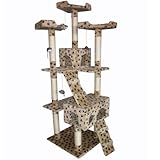 Cat Tree Scratching Post Kitten Cat Scratcher Climbing Excercise Activity Centre Sisal Height about 180cm Beige with paws