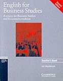 Review Cambridge University Press  / English for Business Studies Teacher's book: A Course for Business Studies and Economics Students (Cambridge Professional English): A Course for Business ... Students (Cambridge Professional English)