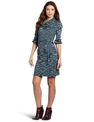 AGB Women’s Cowl Necked Ribbed Bodice Long Sleeve Dress
