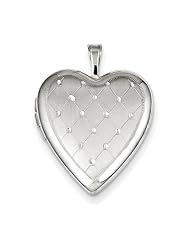 Sterling Silver 20mm Quilt Design Heart Locket. Metal Wt- 3.4g