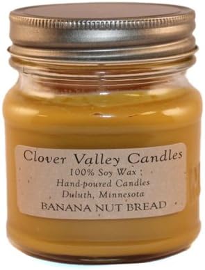 Banana Nut Bread Half Pint Scented Candle by Clover Valley Candles