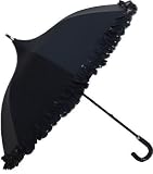 UV99％以上カット！！ ・ 晴雨兼用日傘 ・ PUコーティング パゴダ ヒートカット フリル 47cm スライド式 ショートスタイル 手開き 長傘