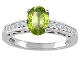 1.62 cttw Genuine Peridot and Diamond Solitaire Engagement Ring LIFETIME WARRANTY