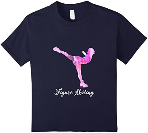 Kids Spiral in Pink Flowers Figure Skating Shirt Pretty 8 Navy