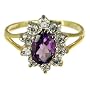 9ct Yellow Gold Ladies Amethyst  / 11 Stone Oval Cluster / Split Shoulders Ring