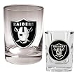 NFL Oakland Raiders Rocks Glass & Shot Glass Set - Primary Logo