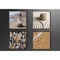 Bilder 4er Set auf Leinwand Spa Sand 4x20 x 20 cm 4 Teile Nr.6902 Bilder fertig gerahmt�auf echtem Holzrahmen.