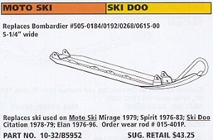 Moto Ski Skidoo Replacement Metal Ski