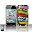 Pink Green Yellow Multi Color Strip Design Rubberized Snap on Hard Skin Shell Protector Faceplate Cover Case for Apple Ipod Touch Itouch 4 4g 4th Gen + Lcd Screen Guard + Microfiber Pouch Bag + Case Opener