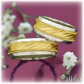 14K WoMens 2-Tone Diamond Cut Wedding Band by Wedding Diamond